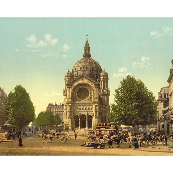 Print: St. Augustine Church, Paris, France, circa 1890