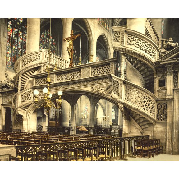 Print: St. Etienne-Du-Mont, Church Interior, Paris, France, circa 1890