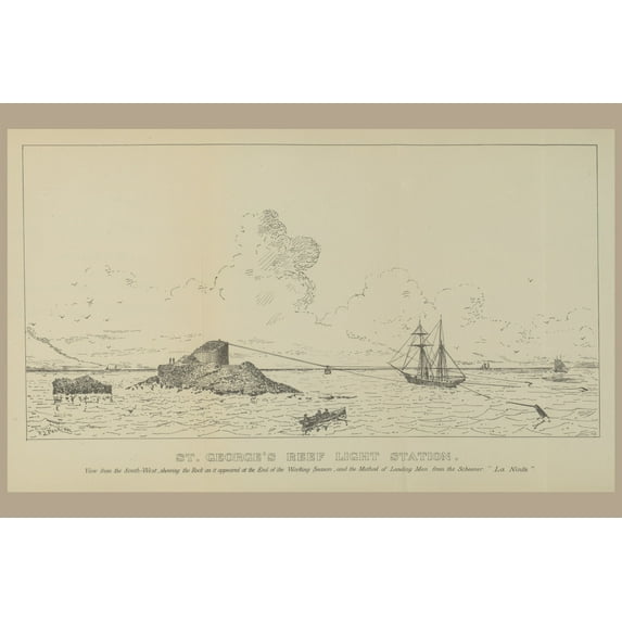 Print: St. George's Reef Light Station, View From The South-West, Showing