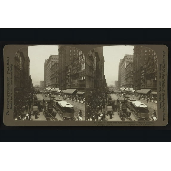 Print: State St. North From Madison, Masonic Temple In Distance, 1905
