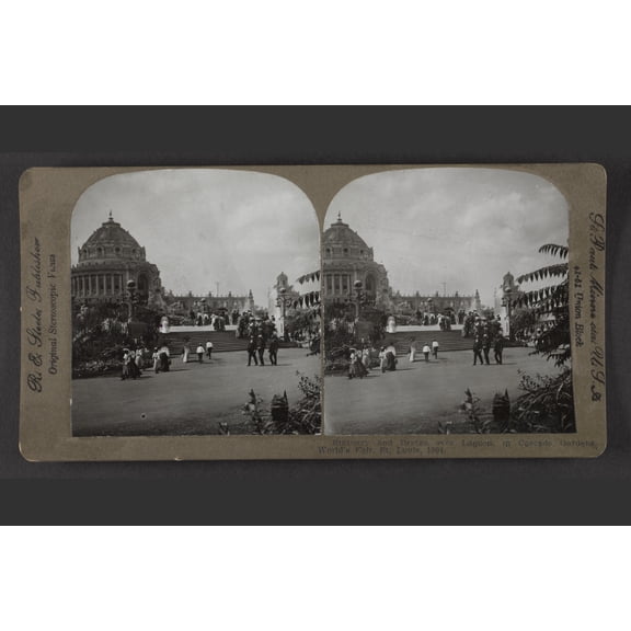 Print: Statuary And Bridge Over Lagoon In Cascade Gardens, World's Fair