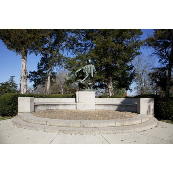 Print: Statue Of Booker T. Washington Lifting The Veil Of Ignorance, By