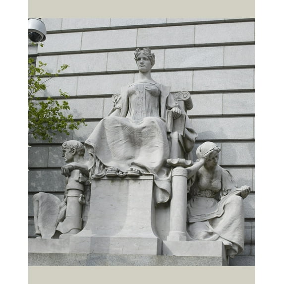 Print: Statues, Federal Building And U.S. Courthouse, Providence, Rhode