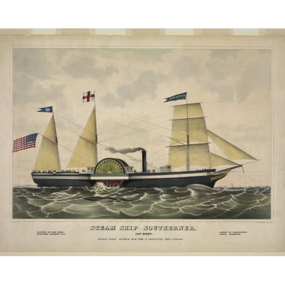 Print: Steam Ship Southerner, Capt. Berry. Regular Packet Between New York