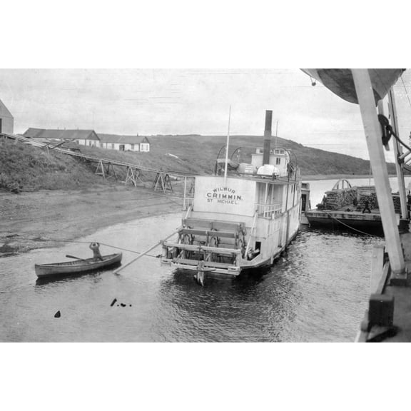 Print: Steamboat, Wilbur Crimmin, St. Michael, From Rear, At Dock, circa