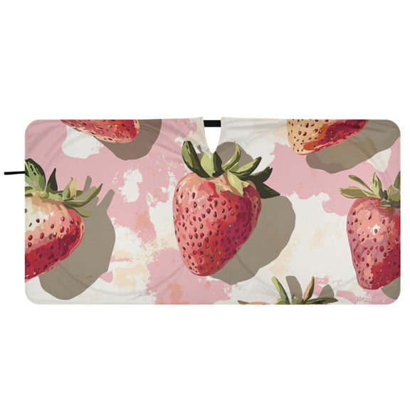 Print Strawberrys Car Windshield Sun Shade Foldable Front Window Shades Cover Sun Visor Shield Block