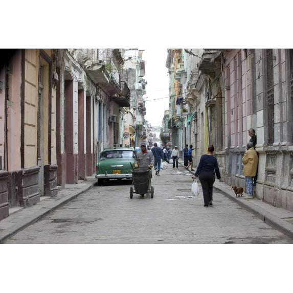 Print: Street Cleaner On A Narrow Street In Havana, Cuba, 2010