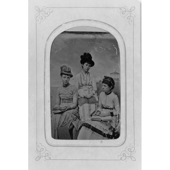Print: Studio Portrait Of Three Women, One Possibly Helen Herron, circa