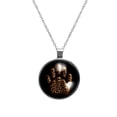 thumbnail image 1 of Print Stylish Glass Pendant Circular Necklace - Women's Fashion Jewelry Accessory, 1 of 5