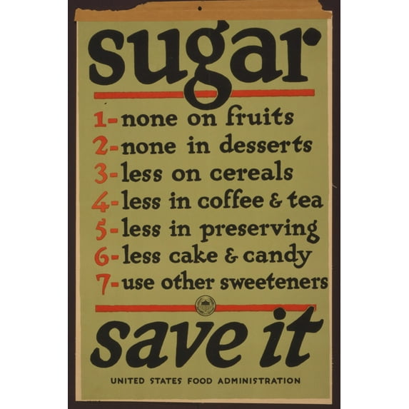 Print: Sugar--Save It, 1918