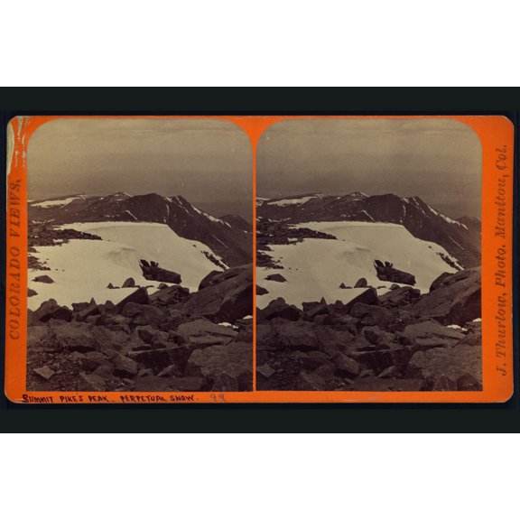 Print: Summit Pike's Peak. Perpetual Snow, circa 1874