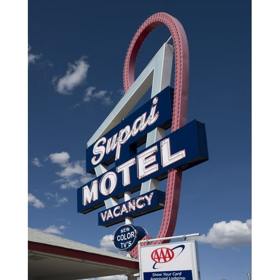 Print: Supai Motel Sign, Route 66, Seligman, Arizona, 2009