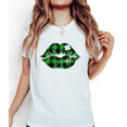 thumbnail image 1 of Print T shirt Graphic Tees White Green Plaid Lips St Patricks Day Party Shirts S-5XL Casual Tops, 1 of 5