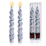 Print Taper Candle Spiral Candlesticks - Set of 2 Handmade Twisted Candle Short Candle Sticks 7.5 inches Tapered Candles for Home Party Wedding Women Gifts