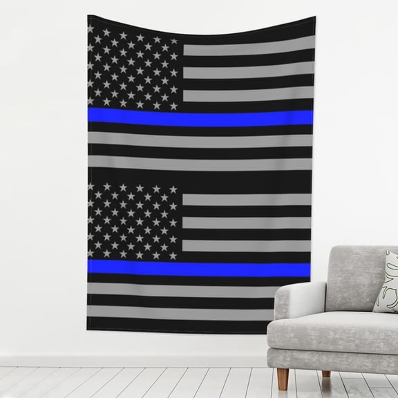Print Tapestry Distressed Police Style Flag Tapestry Wall Hanging Decor For Living Room (60" X 80")