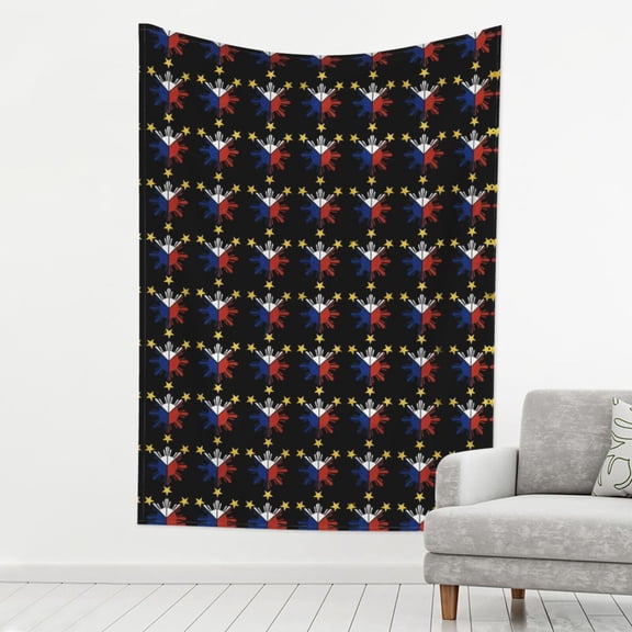 Print Tapestry Filipino Flag Stars And Sun Tapestry Wall Hanging Decor For Living Room (60" X 80")