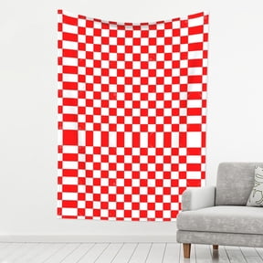 Print Tapestry Red Checkerboard Pattern Tapestry Wall Hanging Decor For Living Room (60" X 80")
