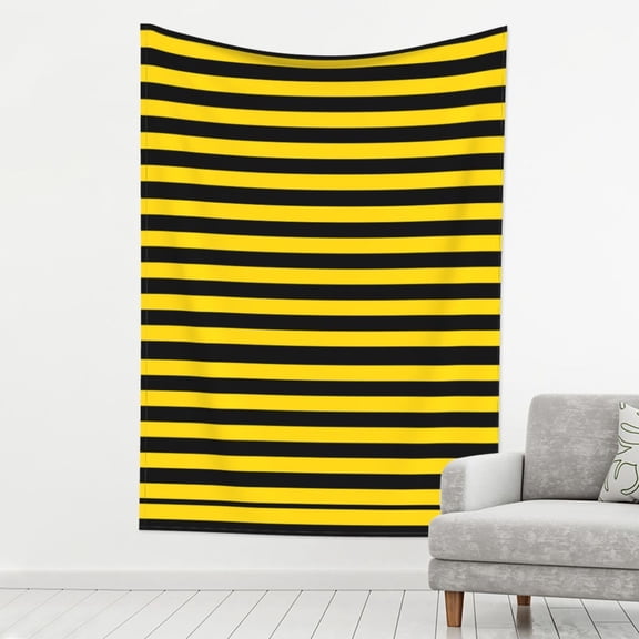 Print Tapestry Yellow-Black-Bee-Stripes Tapestry Wall Hanging Decor For Living Room (60" X 80")