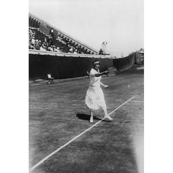 Print: Tennis Player Molla Mallory On Tennis Court, 1924