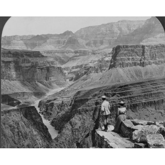 Print: The Beginning Of The Granite Gorge, E.N.E., From Grand View Trail