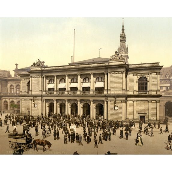 Print: The Bourse, Hamburg, Germany, circa 1890