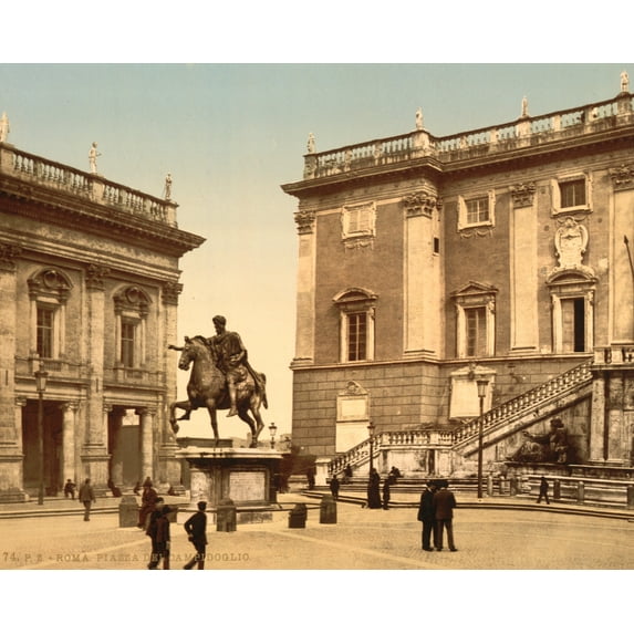 Print: The Capitoline, The Piazza, Rome, Italy, circa 1890