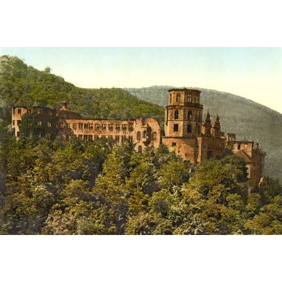 Print: The Castle, Seen From The Terrace, Heidelberg, Baden, Germany
