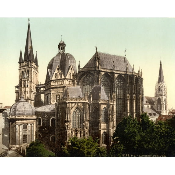 Print: The Cathedral, Aachen, The Rhine, Germany, circa 1890