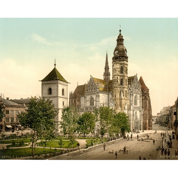 Print: The Cathedral, Kaschau, Hungary, Austro-Hungary, circa 1890
