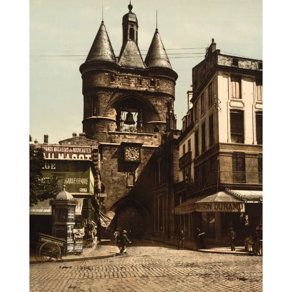 Print: The Clock Gate, Bordeaux, France, circa 1890