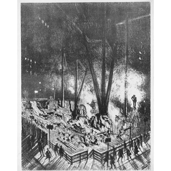 Print: The Foundations--Building A Skyscraper 1910