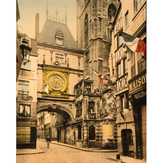 Print: The Great Clock, Rouen, France, circa 1890