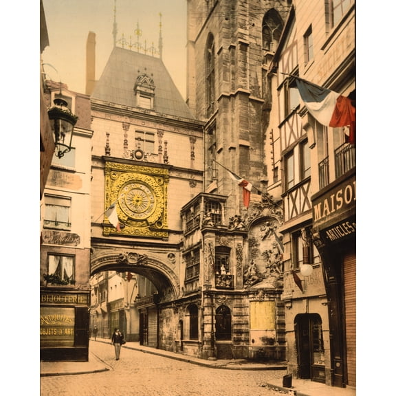 Print: The Great Clock, Rouen, France, circa 1890