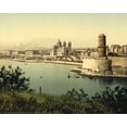 thumbnail image 1 of Print: The Lighthouse And Cathedral, Marseilles, France, circa 1890, 1 of 4