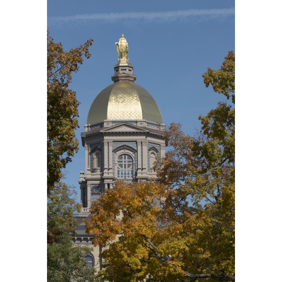 Print: The Main Building's Gold Dome Topped By A Golden Statue Of St. Mary