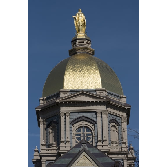 Print: The Main Building's Gold Dome Topped By A Golden Statue Of St. Mary