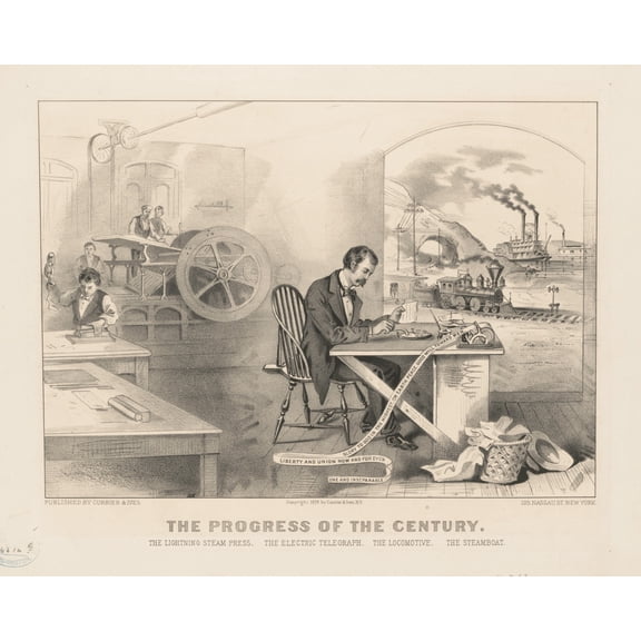 Print: The Progress Of The Century - The Lightning Steam Press, The