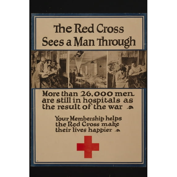 Print: The Red Cross Sees A Man Through More Than 26,000 Men Are Still In