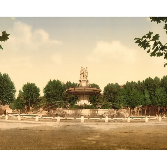 Print: The Round Fountain, Aix, Provence, France, circa 1890