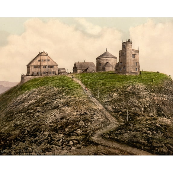 Print: The Schneekoppe And Observatory, Riesengebirge, Germany, circa 1890