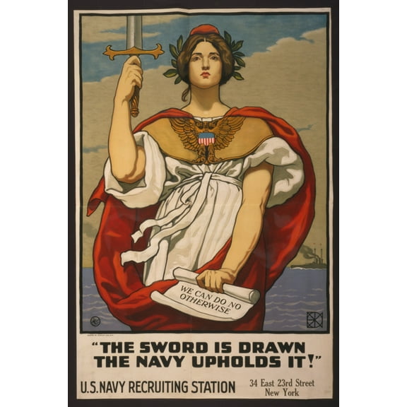 Print: The Sword Is Drawn, The Navy Upholds It!, 1917