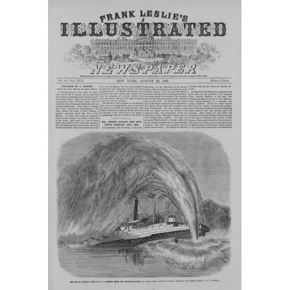 Print: The War In Virginia - Explosion Of A Torpedo Under The Commodore