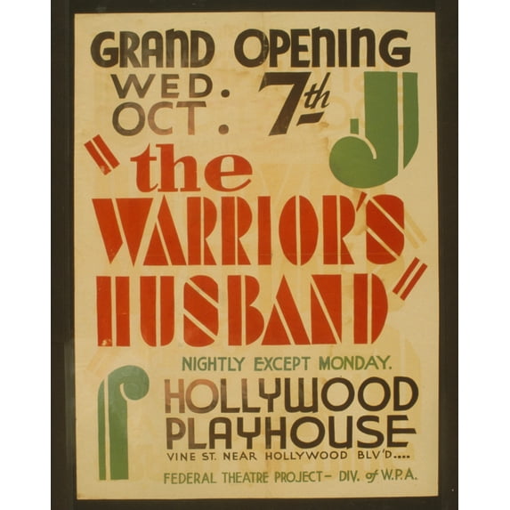 Print: The Warrior's Husband Nightly Except Monday : Hollywood Playhouse.