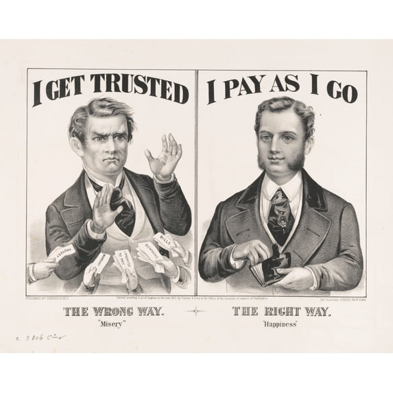 Print: The Wrong Way: Misery / The Right Way: Happiness, 1872