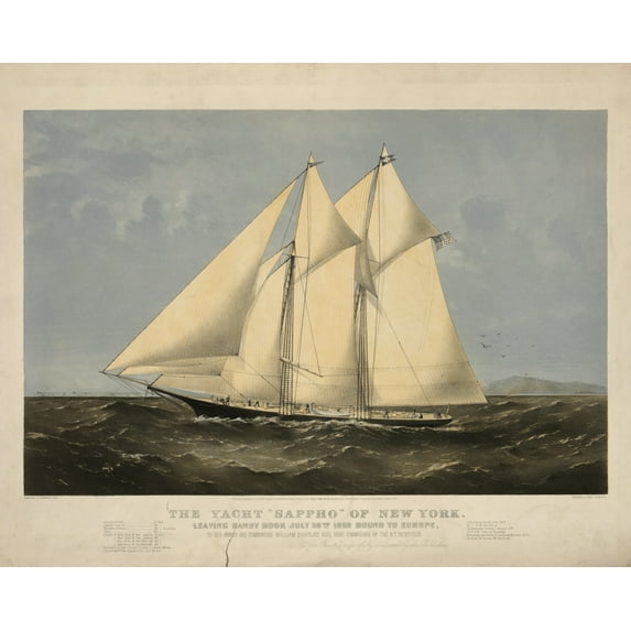 Print: The Yacht Sappho Of New York: Leaving Sandy Hook July 28th. 1869