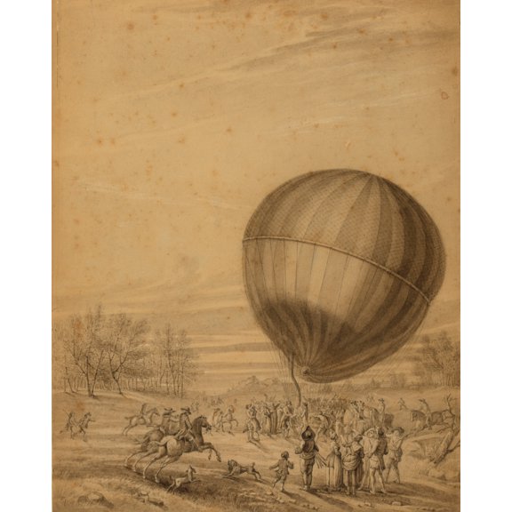 Print: The 'aerostatic Globe' Balloon, Belonging To Jacques Charles And
