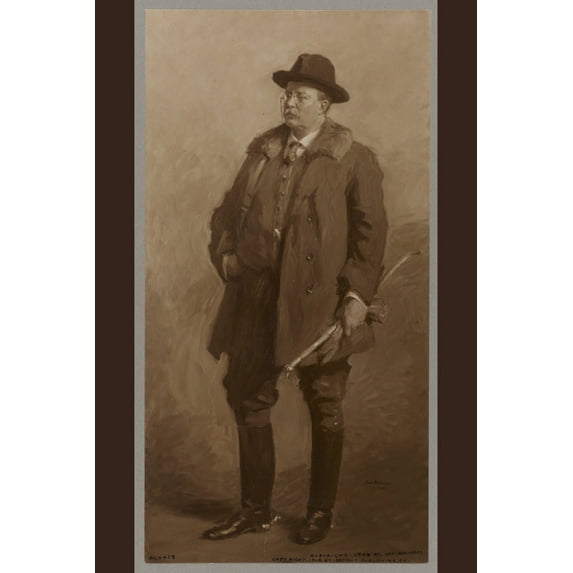 Print: Theodore Roosevelt, Full-Length, Standing And Holding Horse Whip In