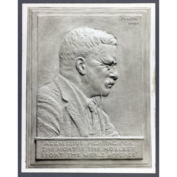 Print: Theodore Roosevelt, Right Profile Bust In Bas-Relief, 1920