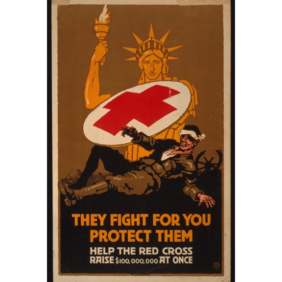 Print: They Fight For You - Protect Them Help The Red Cross Raise