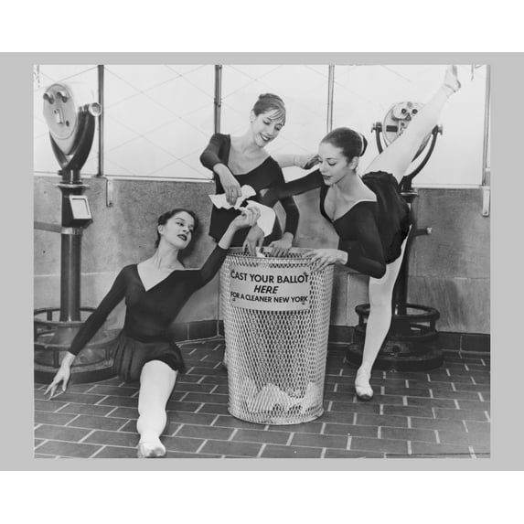 Print: Three Ballerinas Perform Pas De Trois As They Cast Ballots Into
